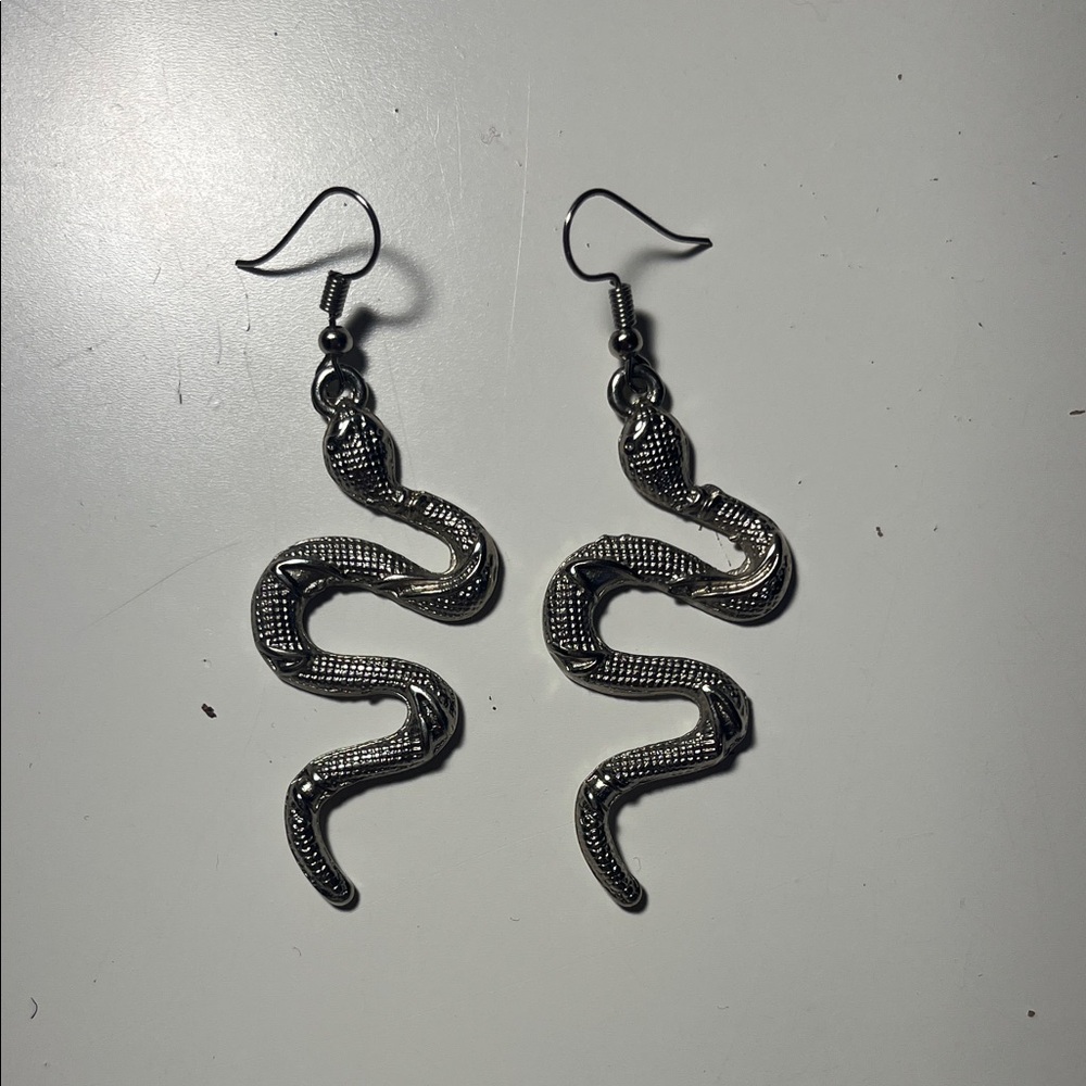 Silver Snake Earrings